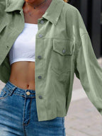 Dot Corduroy Drop Shoulder Shacket - view 5