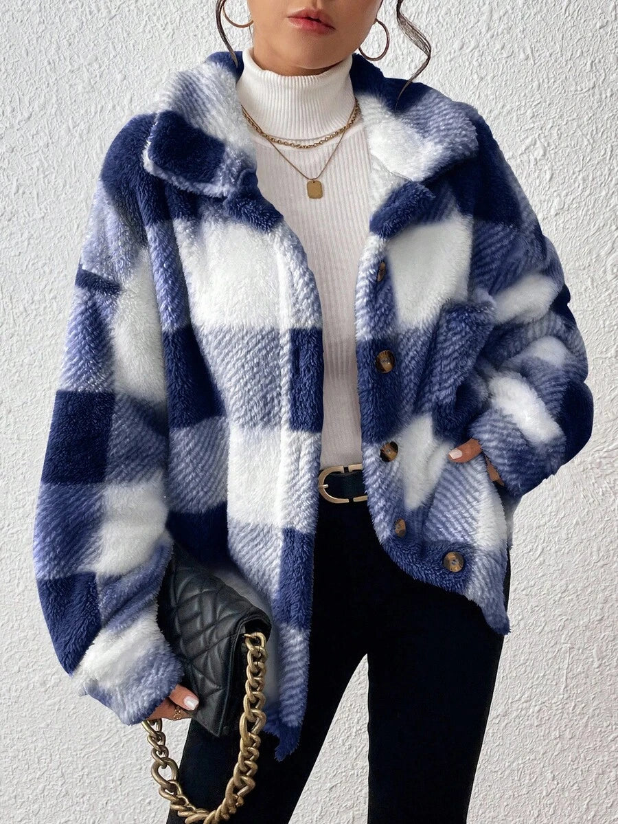 Tamsin Gingham Teddy Button Front Jacket - view 24