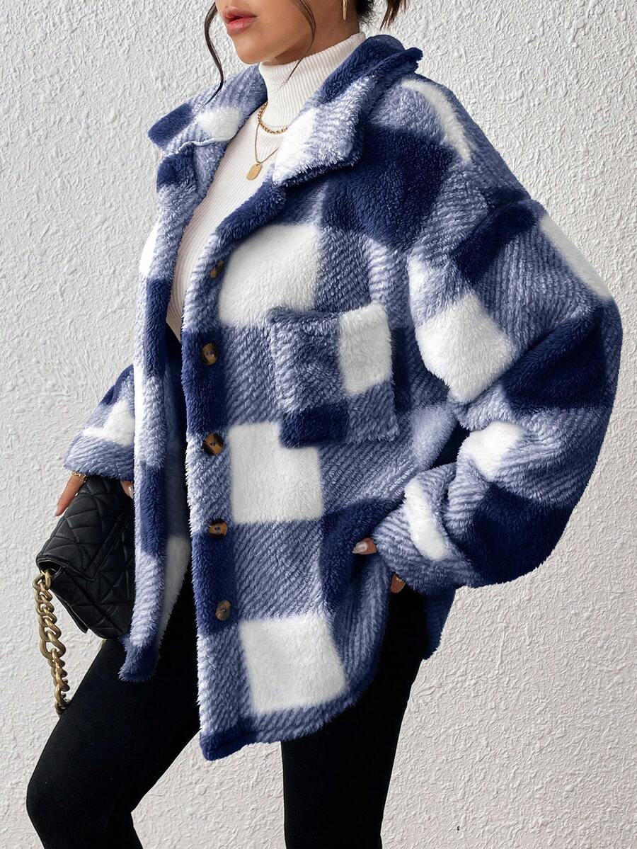 Tamsin Gingham Teddy Button Front Jacket - view 26
