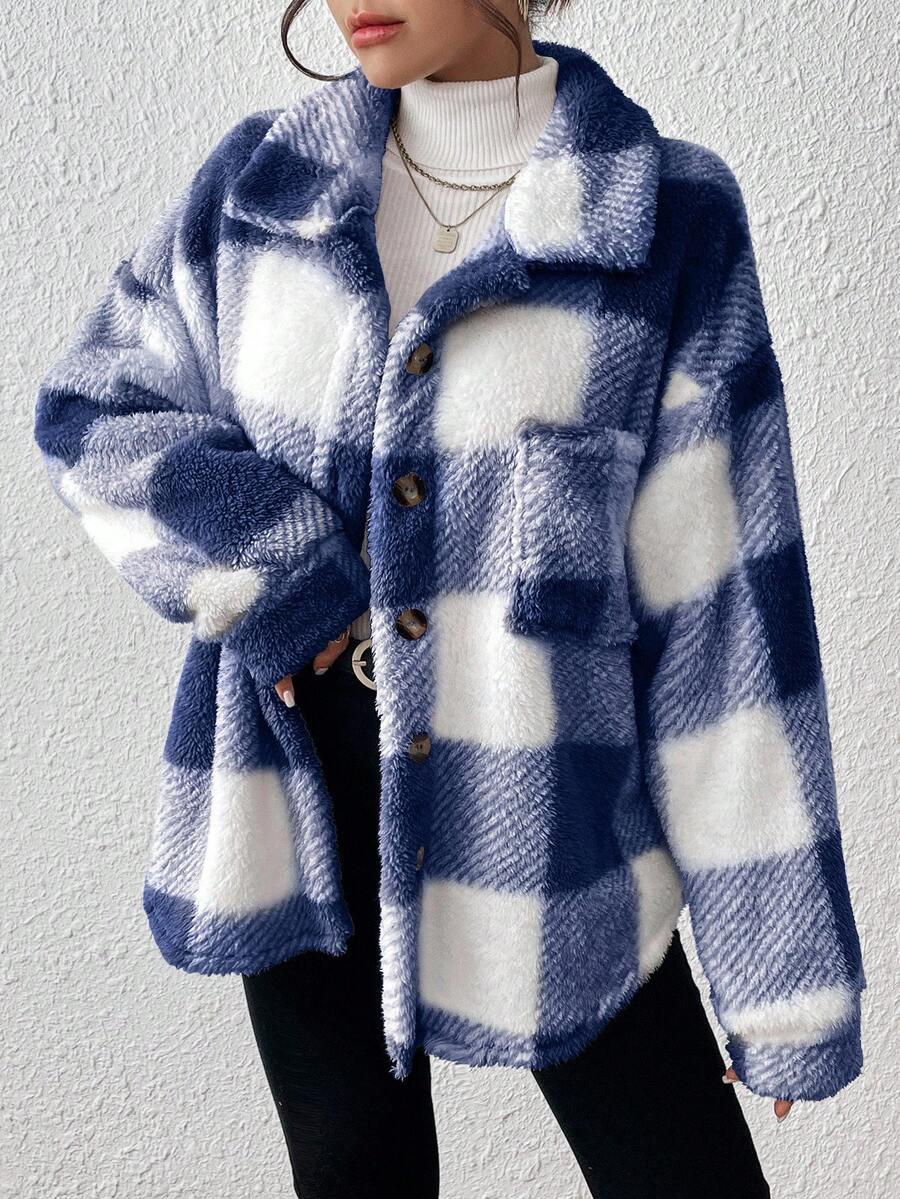 Tamsin Gingham Teddy Button Front Jacket - view 27