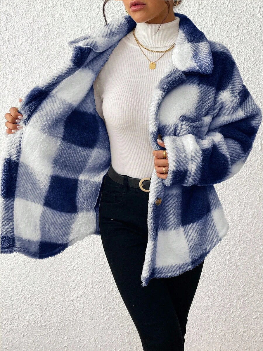 Tamsin Gingham Teddy Button Front Jacket - view 30