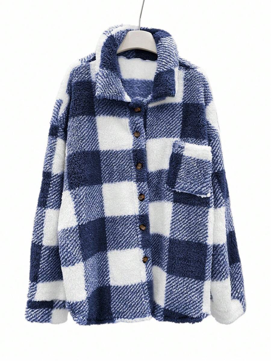 Tamsin Gingham Teddy Button Front Jacket - view 29