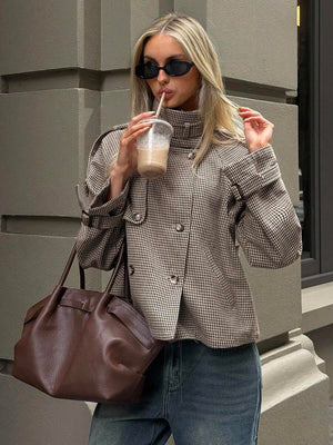Aloruh Women's Fall/Winter Fashion Chic Casual Loose Houndstooth Patterned Jacket,Women's Winter Jacket,Fall Clothes For Women,Cosy And oaklynwear