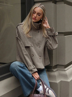Aloruh Women's Fall/Winter Fashion Chic Casual Loose Houndstooth Patterned Jacket,Women's Winter Jacket,Fall Clothes For Women,Cosy And oaklynwear