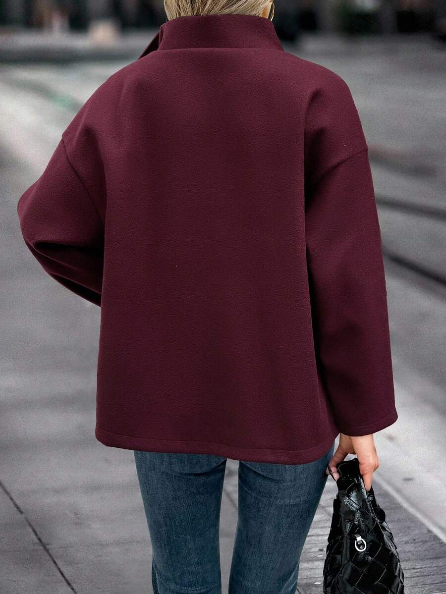 Elodie Asymmetrical Stand Collar Overcoat - view 5