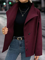 Elodie Asymmetrical Stand Collar Overcoat - view 7