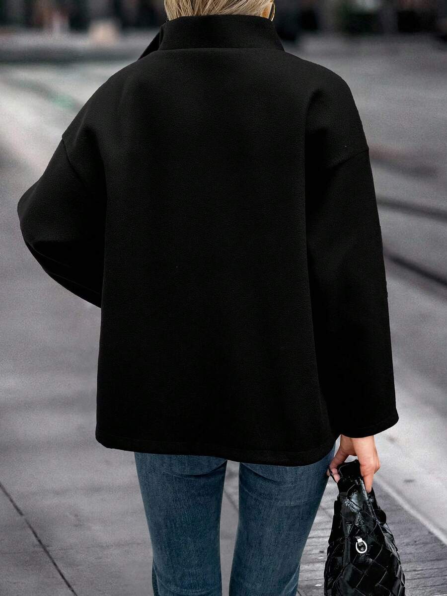 Elodie Asymmetrical Stand Collar Overcoat - view 8