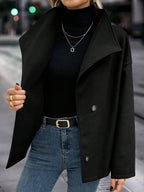 Elodie Asymmetrical Stand Collar Overcoat - view 10