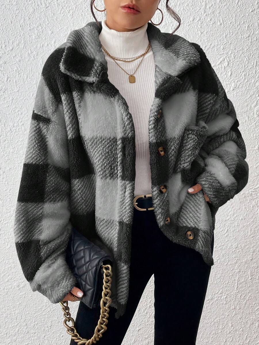 Tamsin Gingham Teddy Button Front Jacket - view 31