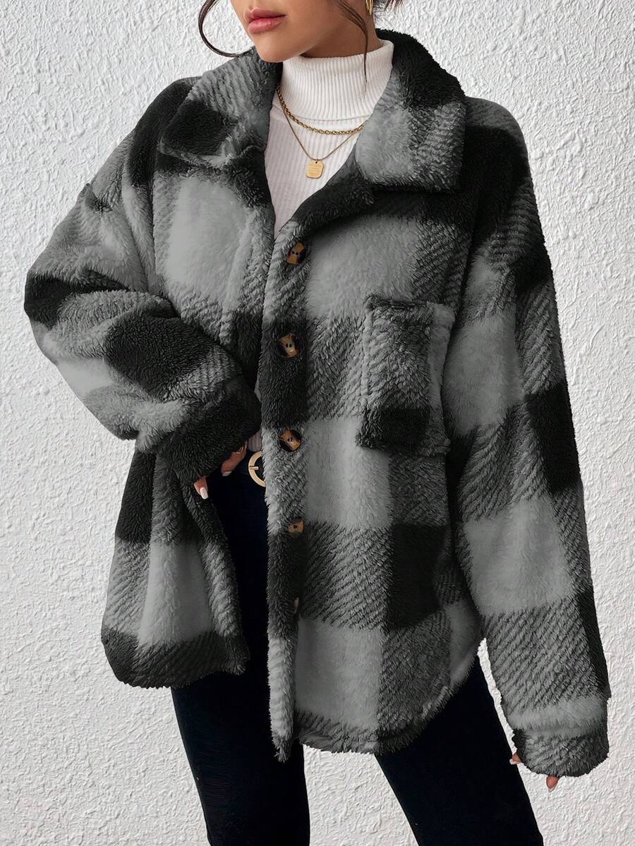 Tamsin Gingham Teddy Button Front Jacket - view 33