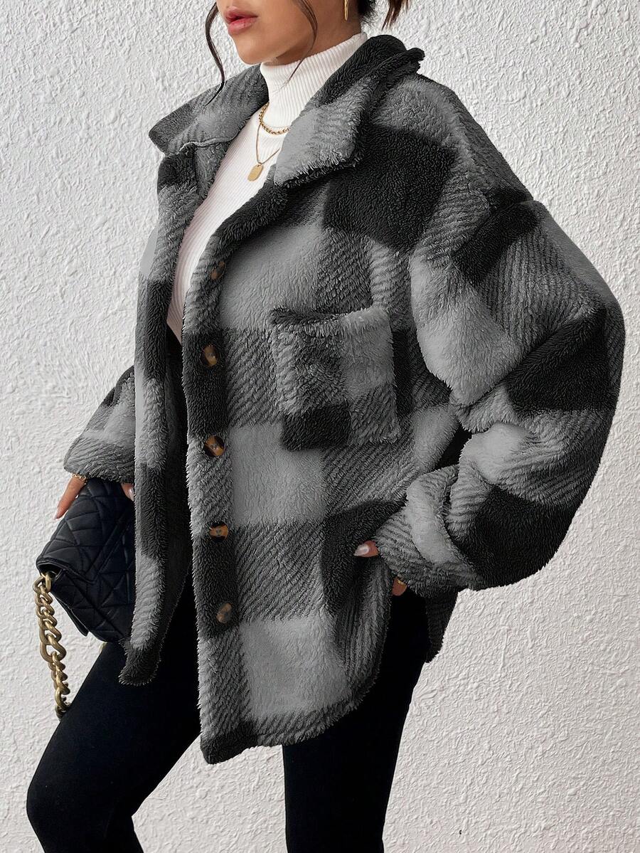 Tamsin Gingham Teddy Button Front Jacket - view 36