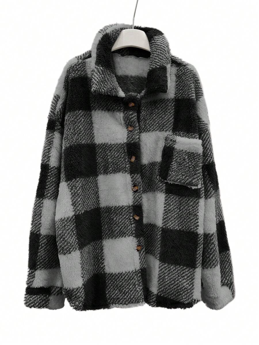 Tamsin Gingham Teddy Button Front Jacket - view 37