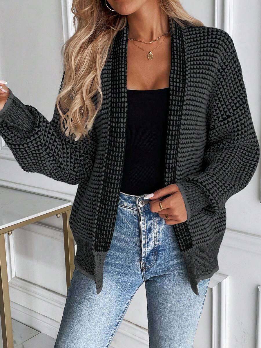 Harper Ombre Knit Open Front Cardigan with Collar - view 8