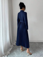 Tabitha Shawl Collar Belted Pleated Tea-Length Dress - view 2