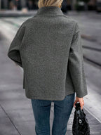 Elodie Asymmetrical Stand Collar Overcoat - view 3