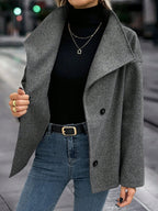 Elodie Asymmetrical Stand Collar Overcoat - view 2