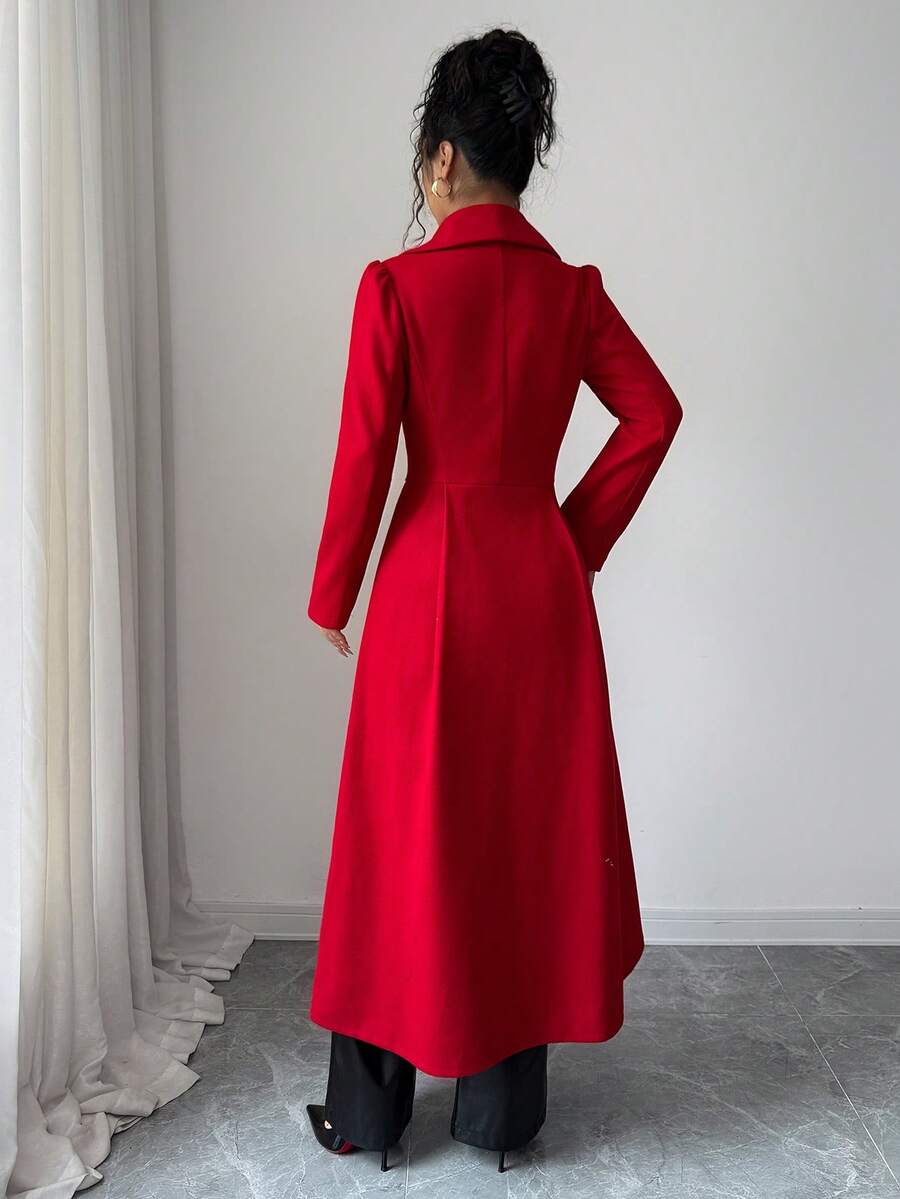 Rue Cinched Waist Front Slit Maxi Coat - view 2