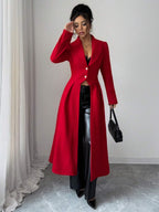 Rue Cinched Waist Front Slit Maxi Coat - view 4