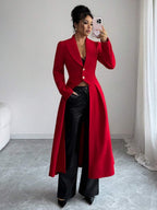 Rue Cinched Waist Front Slit Maxi Coat - view 5