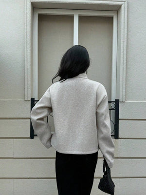 Esther | Cropped Baseball Collar Jacket, Minimalist Loose Fit Coat oaklynwear