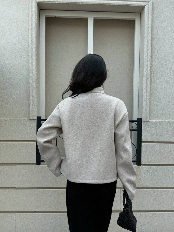 Esther | Cropped Baseball Collar Jacket, Minimalist Loose Fit Coat oaklynwear