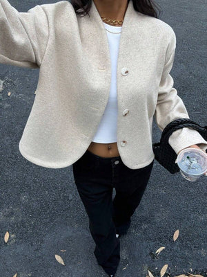 Esther | Cropped Baseball Collar Jacket, Minimalist Loose Fit Coat oaklynwear