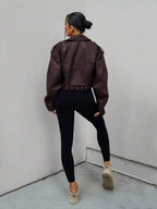 Lark Belted Faux Leather Moto Jacket - view 14
