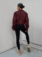 Lark Belted Faux Leather Moto Jacket - view 8