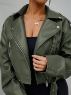 Lark Belted Faux Leather Moto Jacket - view 28