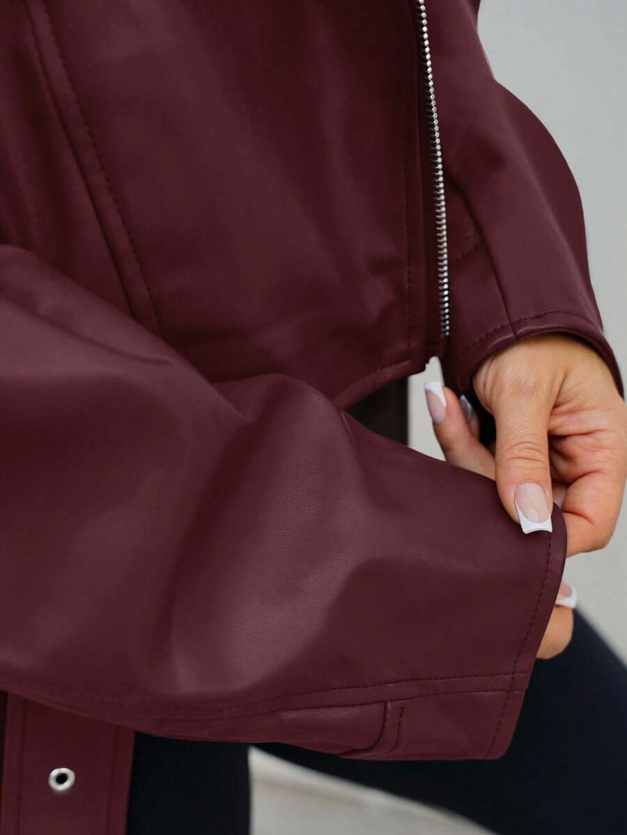 Lark Belted Faux Leather Moto Jacket - view 10