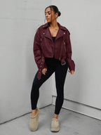 Lark Belted Faux Leather Moto Jacket - view 12