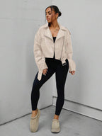 Lark Belted Faux Leather Moto Jacket - view 24