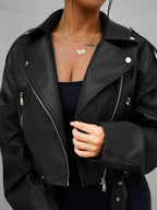 Lark Belted Faux Leather Moto Jacket - view 33