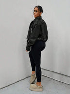 Lark Belted Faux Leather Moto Jacket - view 34