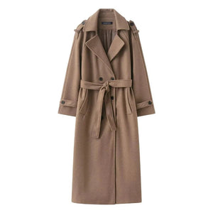 Seelio Autumn/Winter New Women's Fashion Classic Double-Breasted Windbreaker Coat Woolen Overcoat oaklynwear