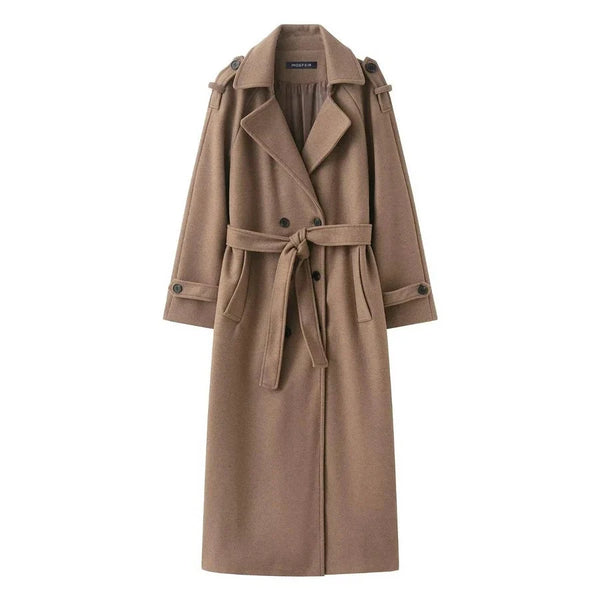 Seelio Autumn/Winter New Women's Fashion Classic Double-Breasted Windbreaker Coat Woolen Overcoat oaklynwear