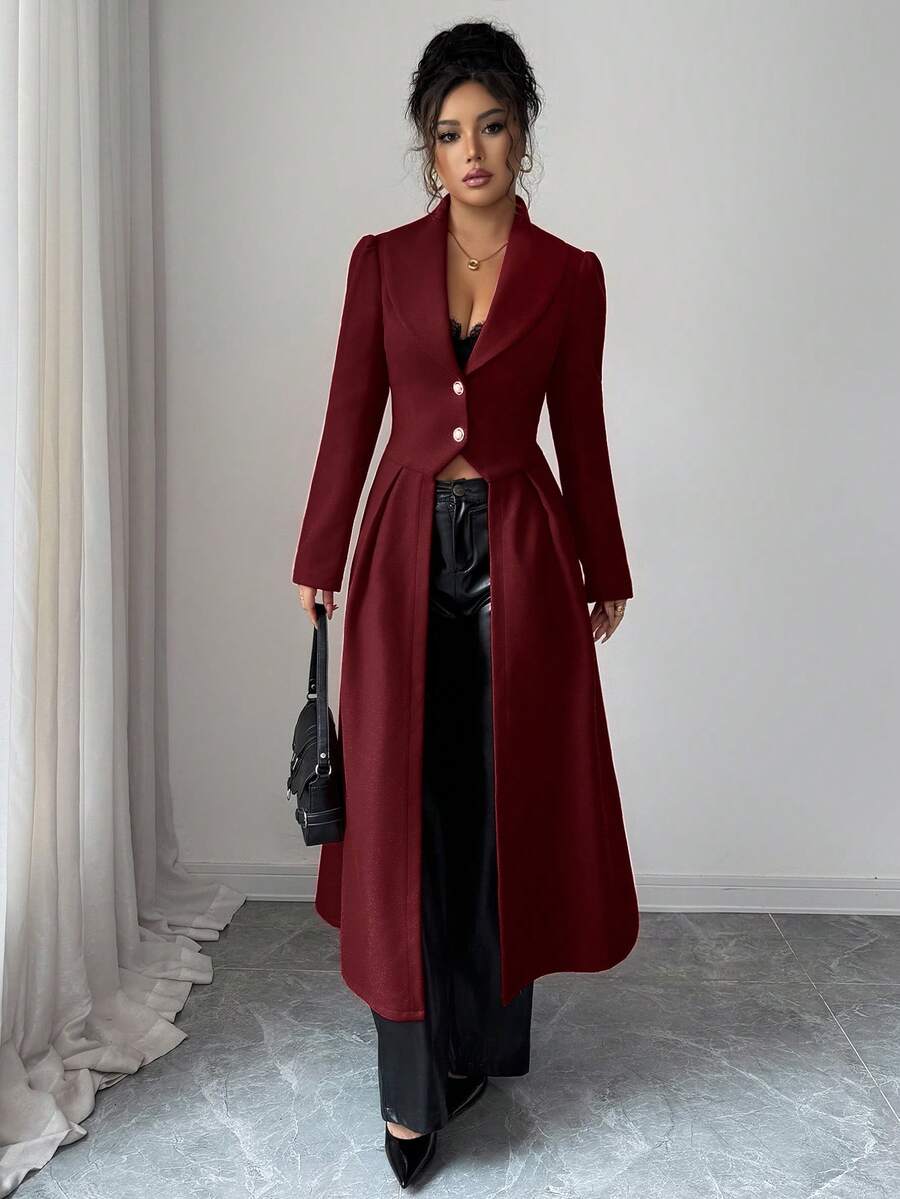 Rue Cinched Waist Front Slit Maxi Coat - view 6