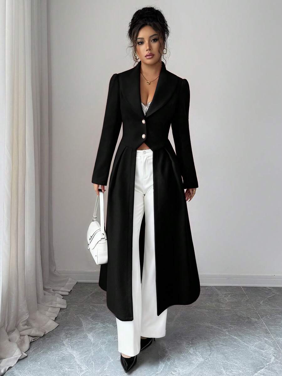 Rue Cinched Waist Front Slit Maxi Coat - view 7