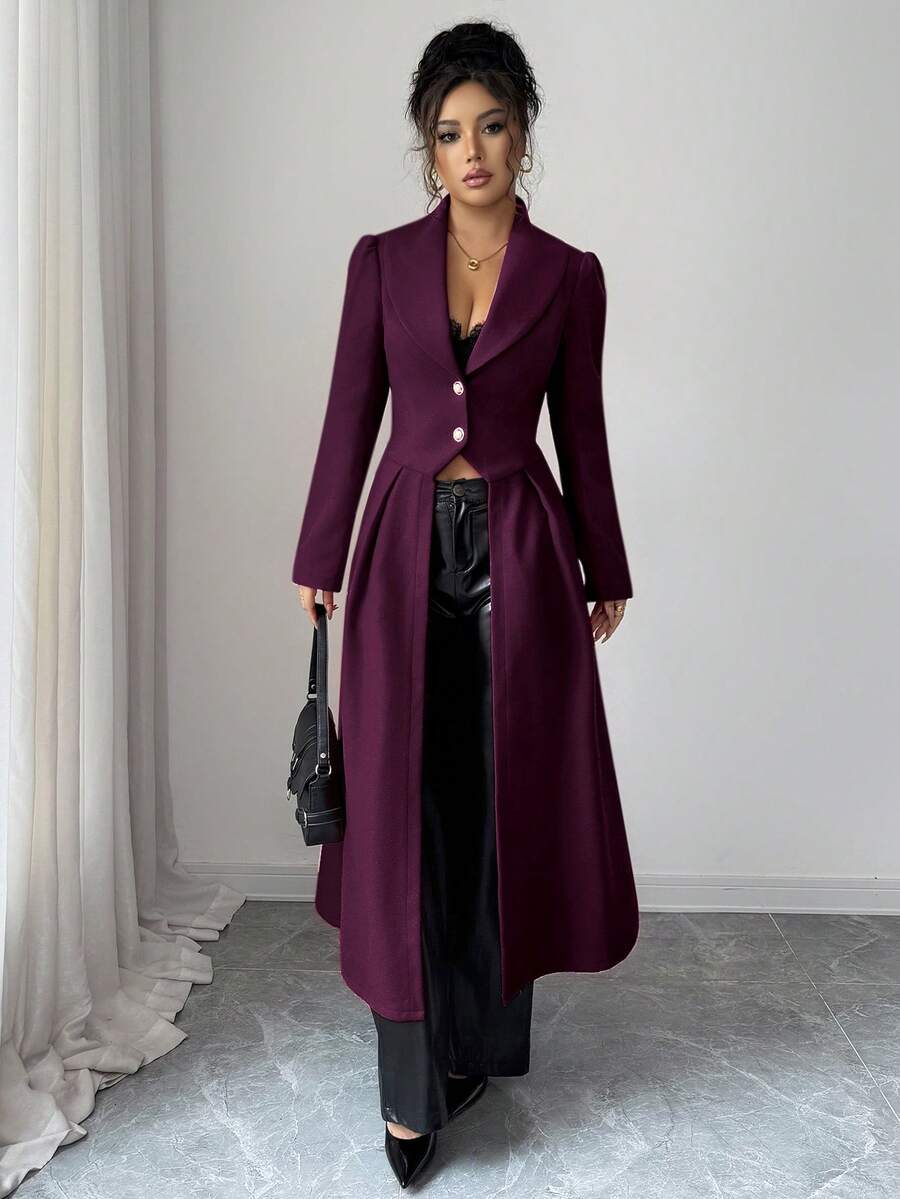Rue Cinched Waist Front Slit Maxi Coat - view 8