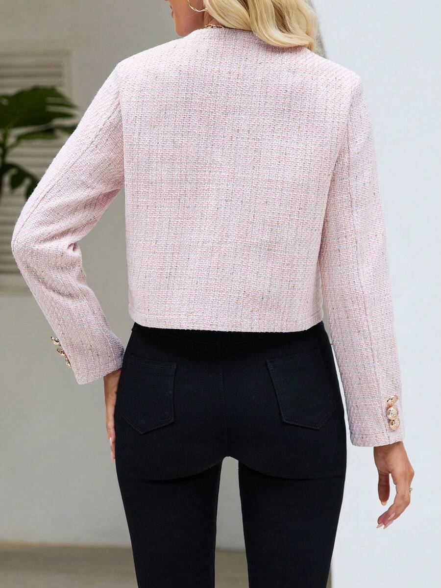 Cora Round Neck Tweed Button Front Jacket - view 8