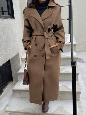 Seelio Autumn/Winter New Women's Fashion Classic Double-Breasted Windbreaker Coat Woolen Overcoat oaklynwear