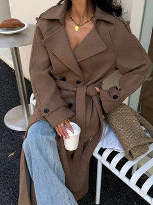 Seelio Autumn/Winter New Women's Fashion Classic Double-Breasted Windbreaker Coat Woolen Overcoat oaklynwear