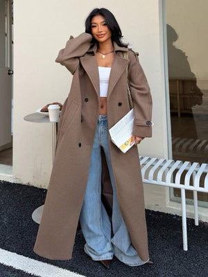 Seelio Autumn/Winter New Women's Fashion Classic Double-Breasted Windbreaker Coat Woolen Overcoat oaklynwear