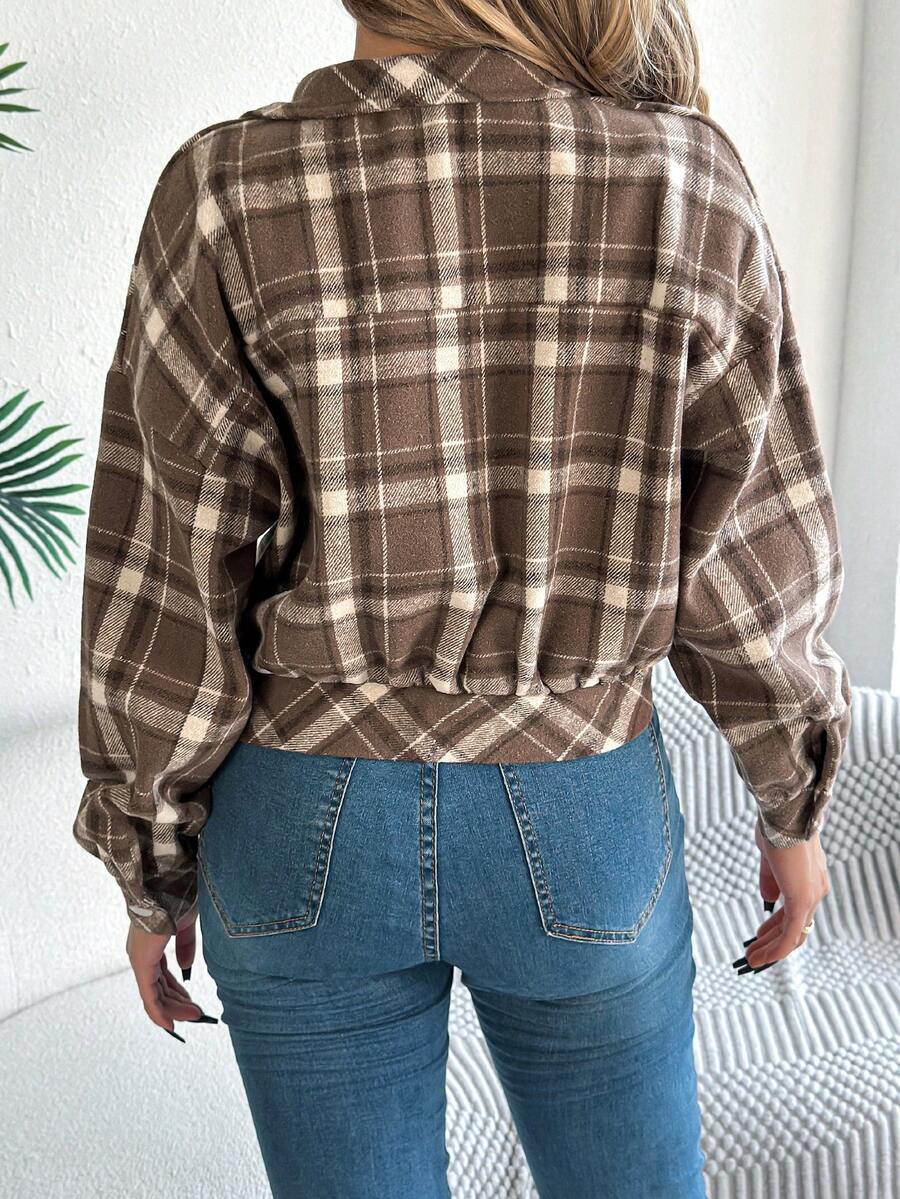 Imani | Plaid Cropped Jacket with Lantern Sleeves, Vintage Streetwear Coat oaklynwear