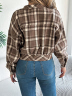 Neve Plaid Cropped Jacket with Lantern Sleeves - view 2