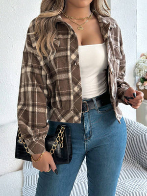 Imani | Plaid Cropped Jacket with Lantern Sleeves, Vintage Streetwear Coat oaklynwear