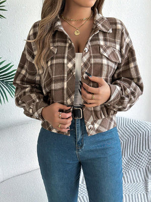 Imani | Plaid Cropped Jacket with Lantern Sleeves, Vintage Streetwear Coat oaklynwear