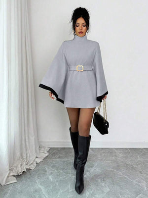 SHEIN Elenzya Women's Poncho Flare Sleeve Casual Elegant Streetwear Commuter Business Romantic Date Party Christmas Autumn/Winter Apricot Overcoat oaklynwear
