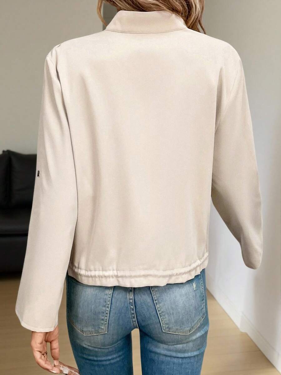 Hettie Stand Collar Drawstring Short Jacket - view 2