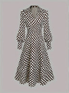 Honor Lantern Sleeve Diamond Print Maxi Dress - view 3